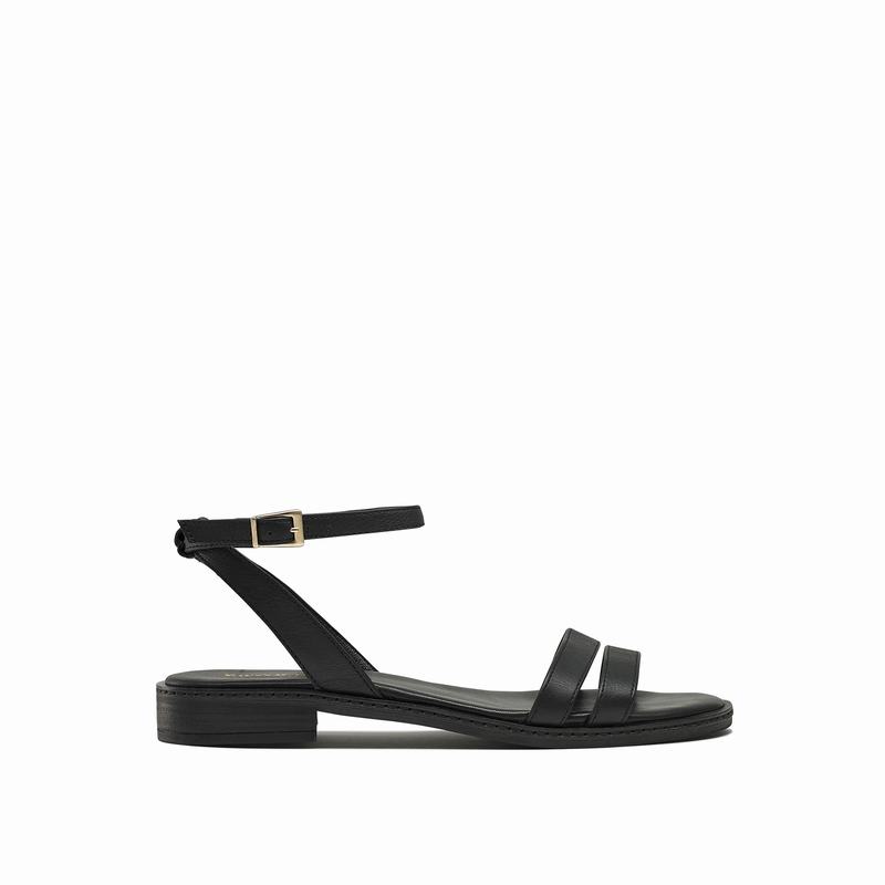 Russell & Bromley Brooklyn Ankle Wrap Flat Sandals Women's Black [PGF5571QX]